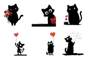 Whimsical Valentine Black Cat Clipar, an Illustration by CreationArt (Thumbnail 5 of 6)