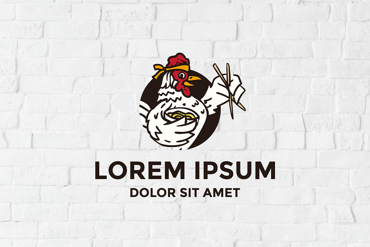 Chicken Mascot Eating Noodles Logo, a Branding & Logo Template by lineandcircle (Photo 1 of 2)