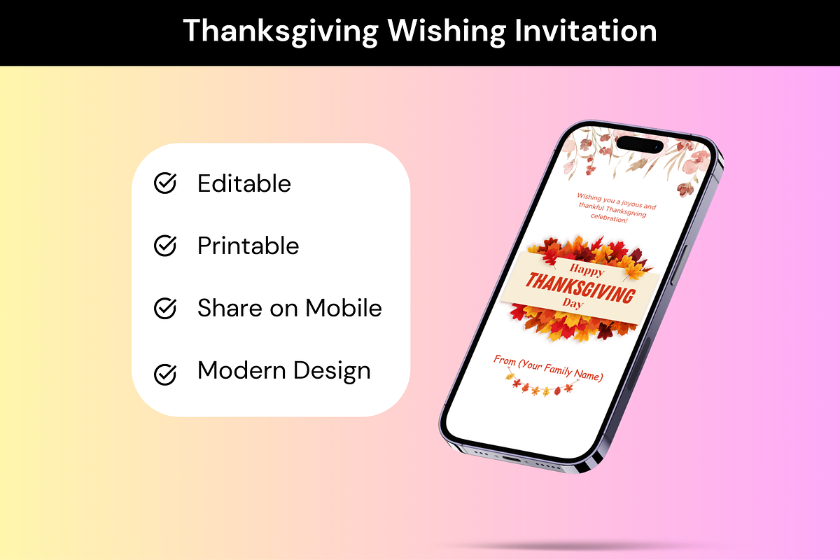 Thanksgiving Wishing Invitation, an Invitation Template by Adored Templates (Photo 1 of 10)
