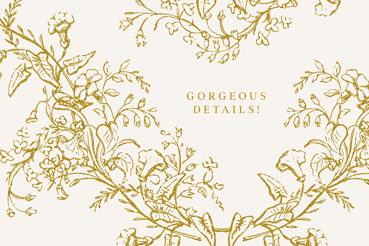 Gold Chinoiserie Floral Clipart Pack, a Decorative Illustration by Century Library (Photo 11 of 11)