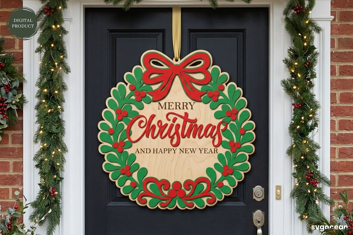 Christmas Door Sign Svg Bundle, a Decorative Illustration by svgocean (Photo 10 of 11)