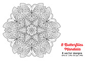 8 Butterflies Mandala, a Decorative Illustration by Elen-Lane (Thumbnail 4 of 5)