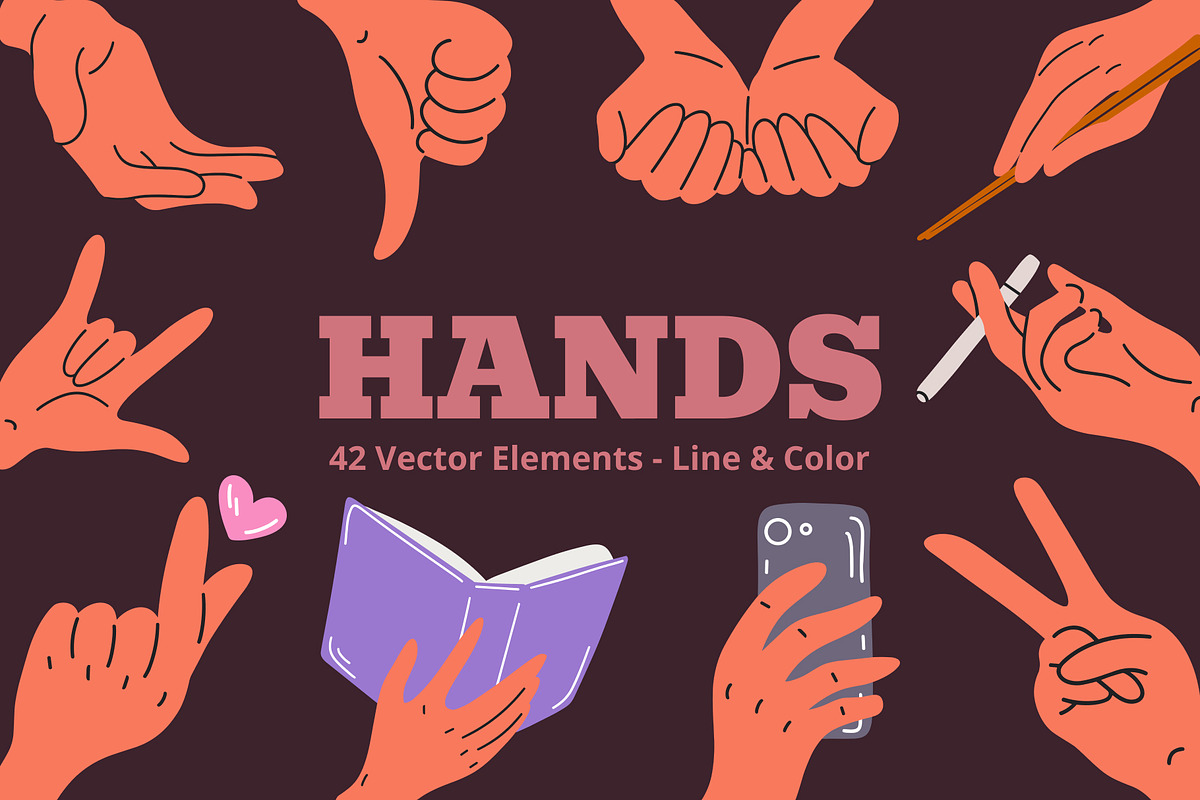 Hand Gestures Vector Set, an Object Illustration by Samnay Arts (Photo 1 of 5)