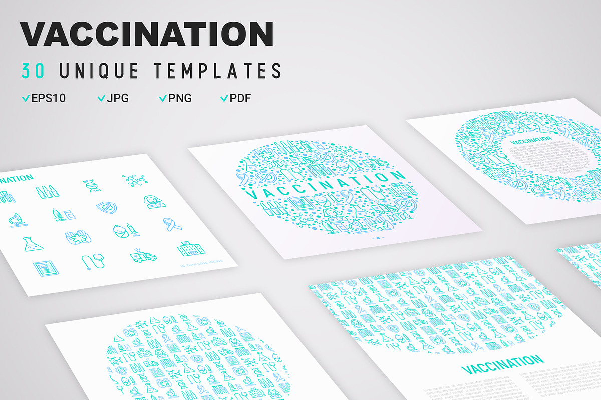 Vaccination Icons Set | Concept, an Outline Icon by Alex Blogoodf (Photo 8 of 12)