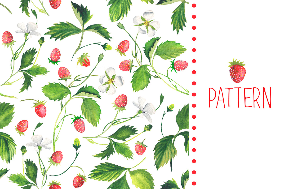 Strawberry wreath. Watercolor, an Illustration by Olga Bonitas (Photo 5 of 6)