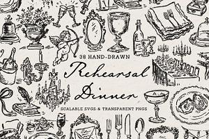 Wedding Rehearsal Dinner Clipart Set