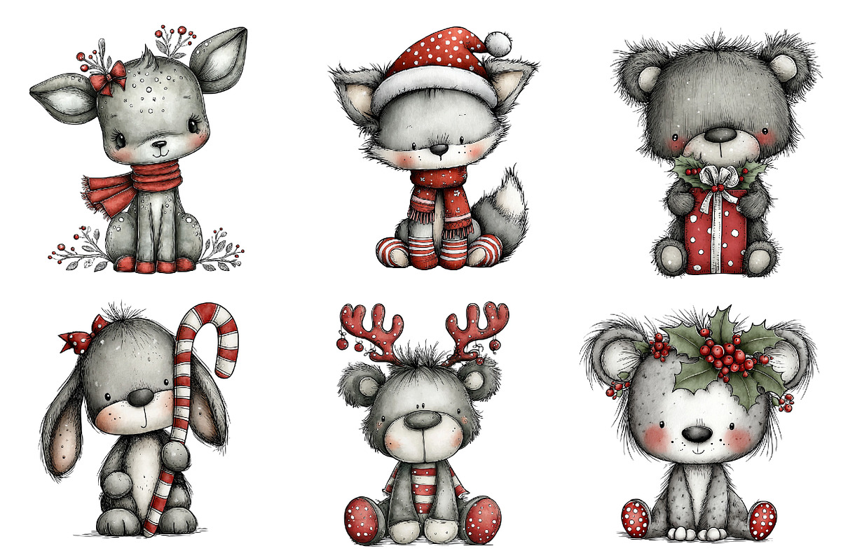 Christmas Whimsical Animals Clipart, an Illustration by Dream Creation (Photo 2 of 8)