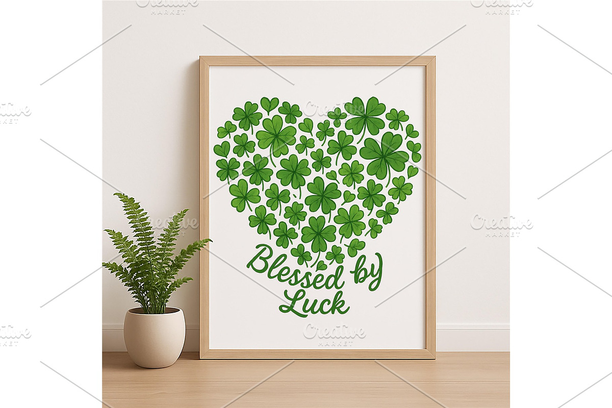 Blessed by Luck Wall Art Shamrock, a Background Graphic by LaseredNinja (Photo 3 of 7)