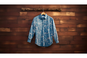 wall blue shirt mockup ai generated, a Background Photo by pikepicture