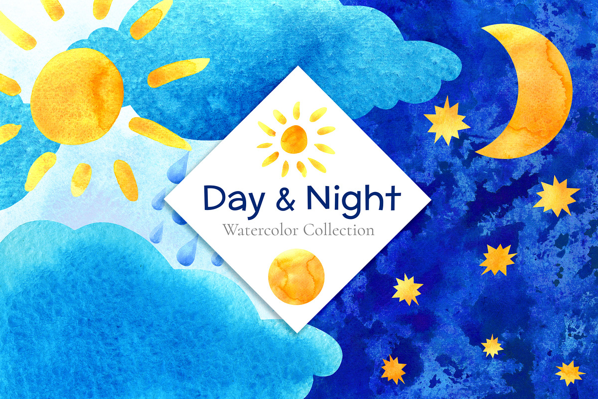 Day and night. Watercolor Collection, a Texture Illustration by Color_Brush (Photo 1 of 10)