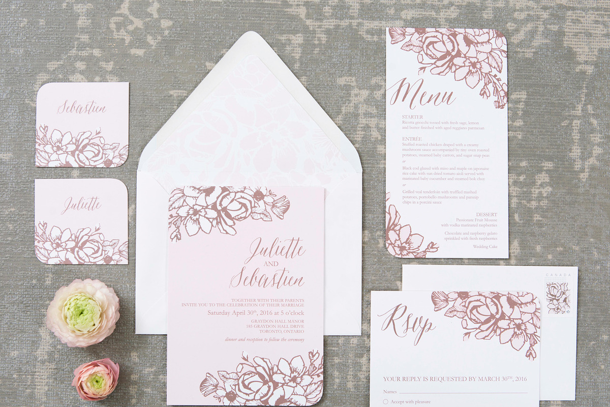 Rose Gold Floral Wedding Suite, an Invitation Template by Laura K Invitations (Photo 2 of 5)