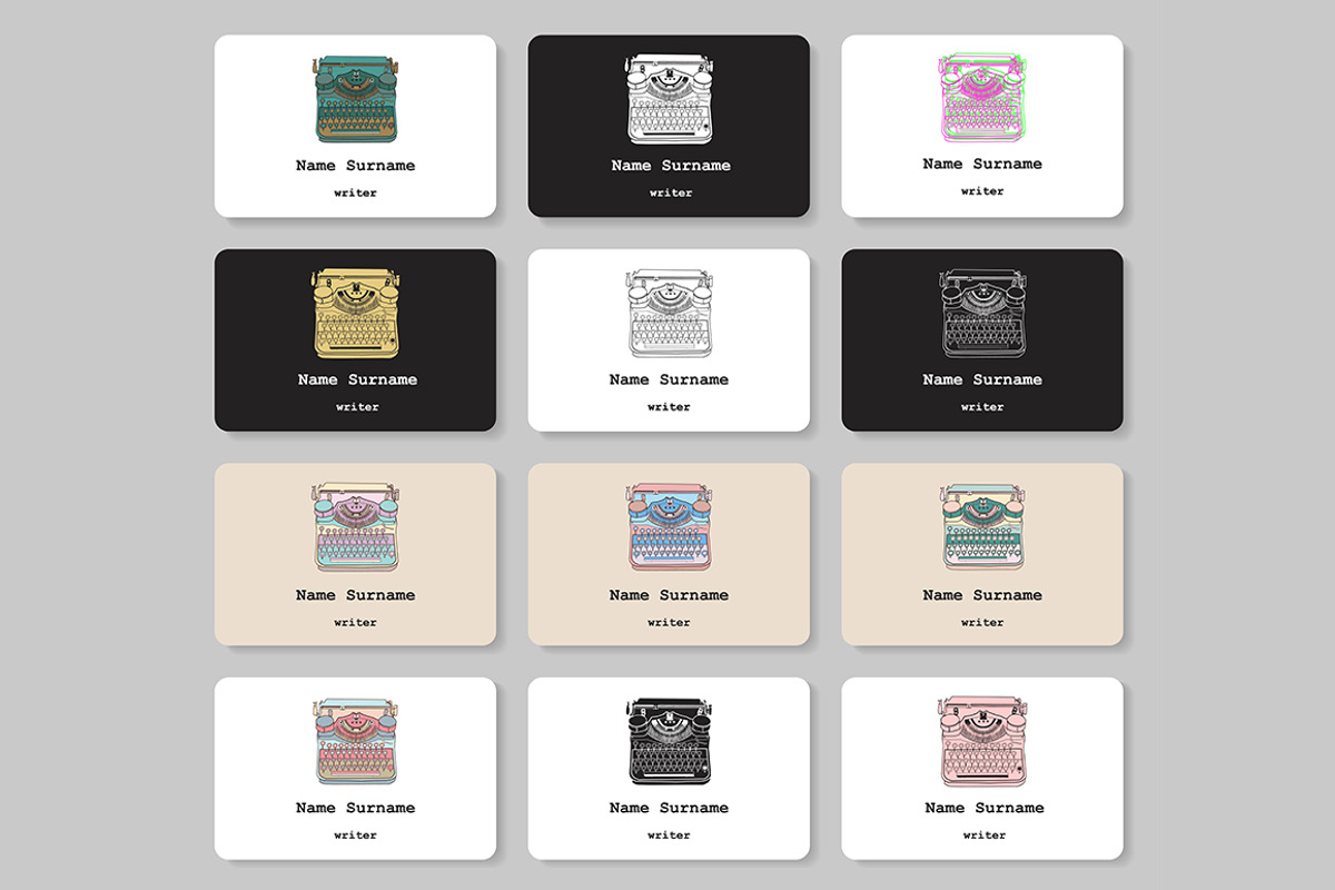 Business Cards with typewriters, a Business Card Template by IRSYART (Photo 7 of 12)