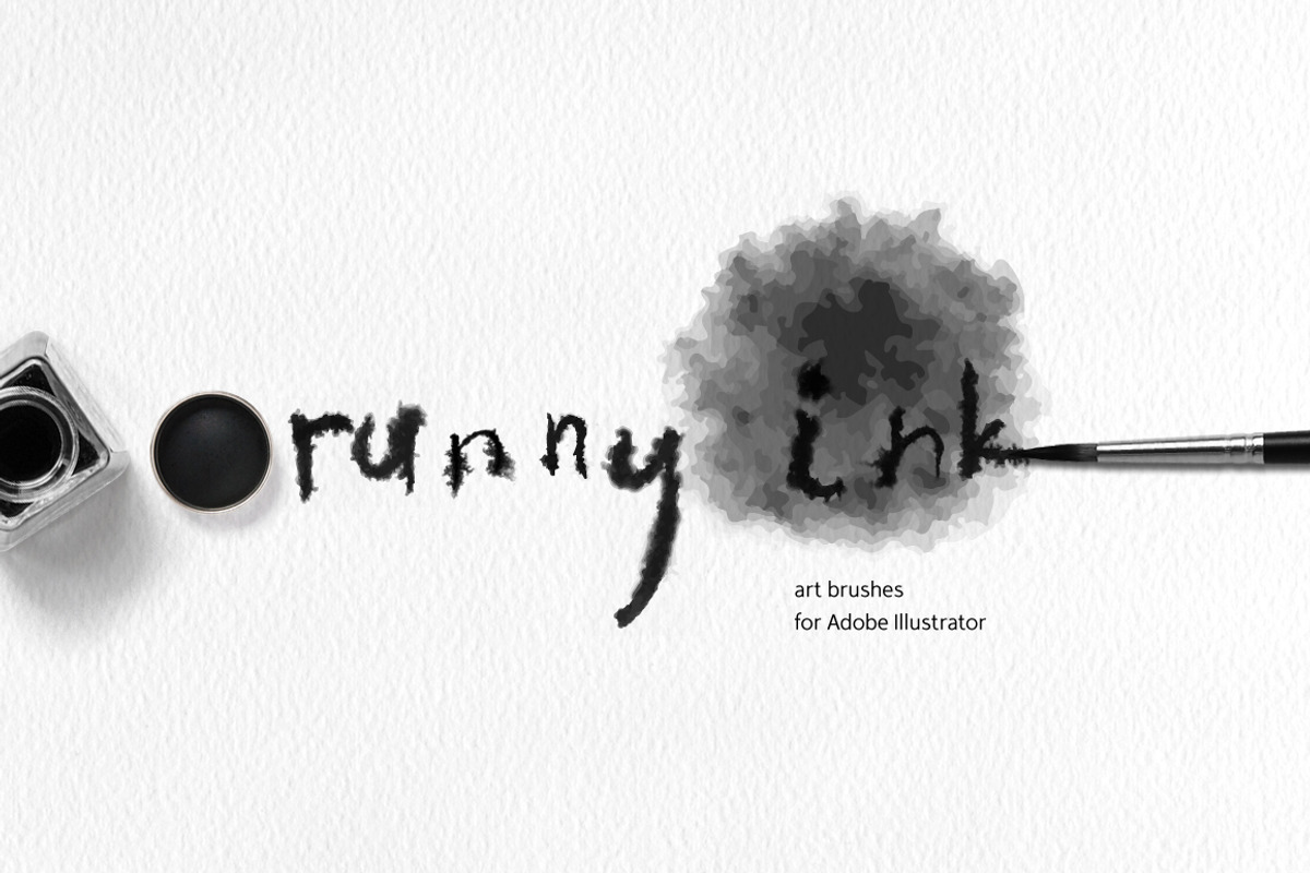 Runny Ink Brushes for Illustrator, a Brush Add-On by Mazheika Store (Photo 1 of 7)