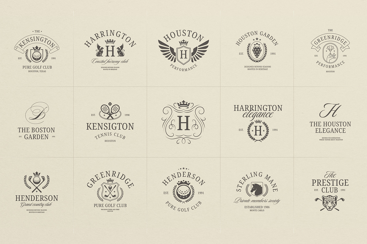 Old Money Vintage Logo Collection, a Branding & Logo Template by Vasya Kobelev (Photo 4 of 17)