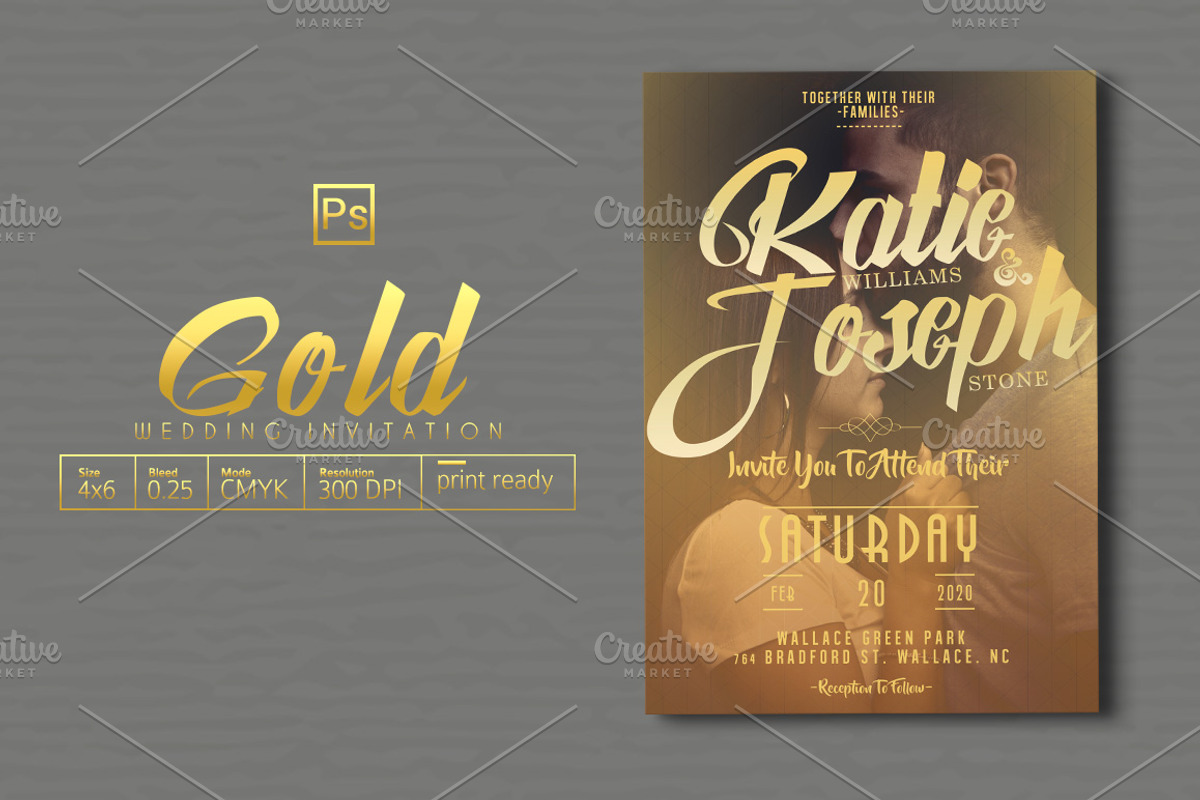 Gold Wedding Invitation, an Invitation Template by Tiaga (Photo 1 of 3)