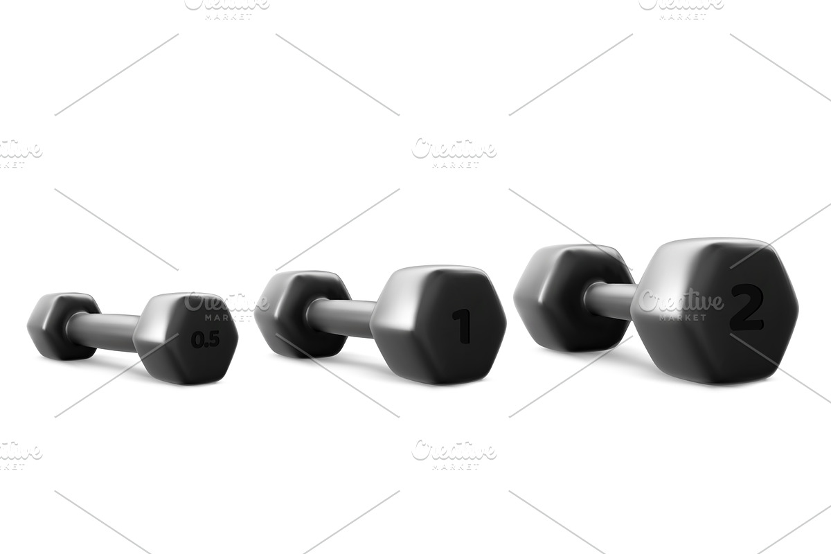 Black dumbbells set isolated on, an Object Illustration by art PVP - market