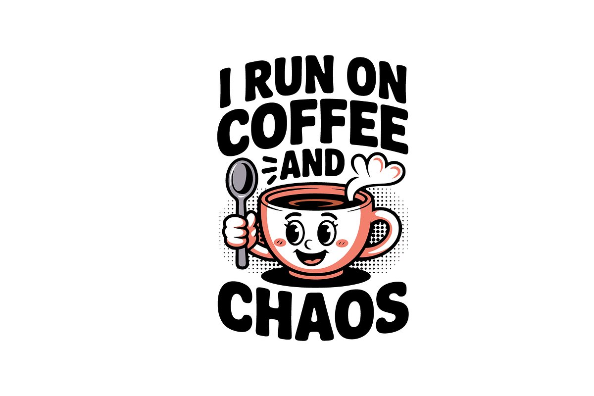 Coffee And Chaos Retro Cup SVG, a Food Illustration by Annudesign (Photo 2 of 6)