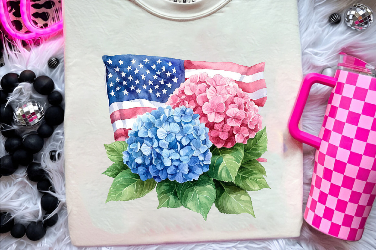 Floral American Flag Clipart, an Illustration by CreationArt (Photo 7 of 9)