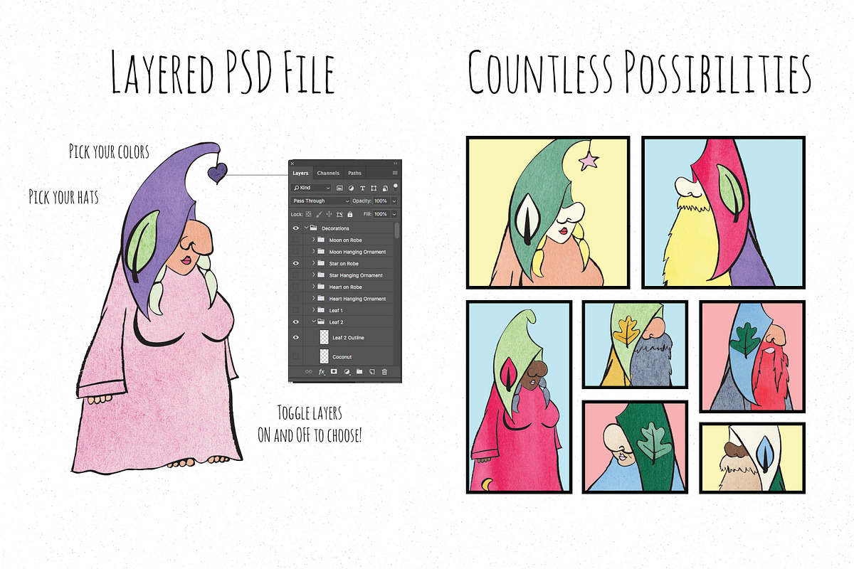 Build A Gnome Character Kit, a Person Illustration by Maria J. Black Studio (Photo 5 of 11)