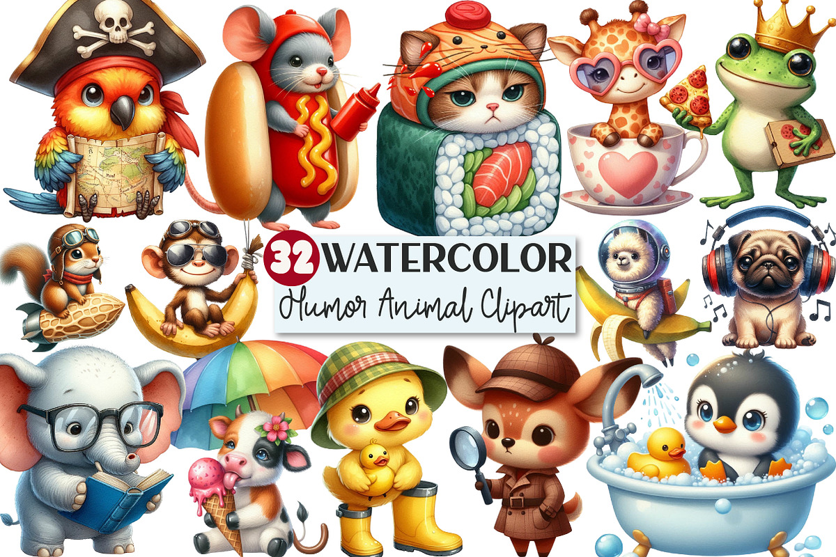 Quirky Humor Animal Clipart, an Animal Illustration by Rose Art (Photo 1 of 7)
