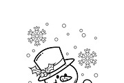 Coloring Page Snowman Illustration, a Seasonal Illustration by MISS CHATZ (Thumbnail 3 of 3)
