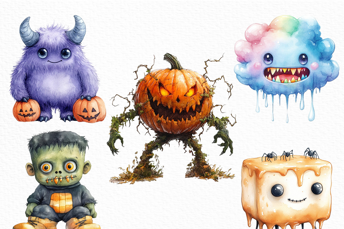 Halloween Monsters Clipart Bundle, an Illustration by Craft Nest (Photo 5 of 6)