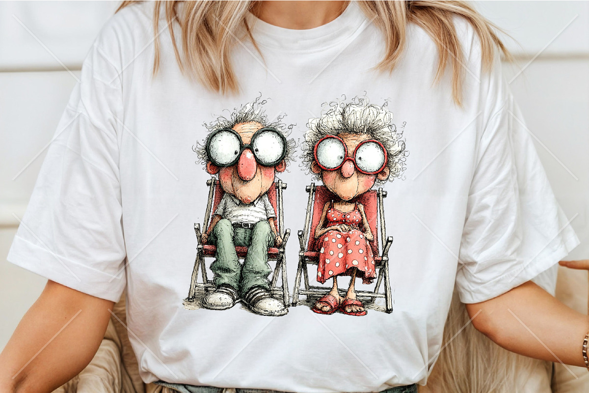 Whimsical Senior Couple Summer PNG, a Seasonal Illustration by Canvas Craft (Photo 6 of 10)