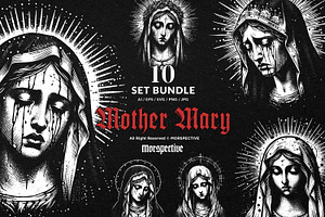 10 Bundle Dark Art Mother Mary Pray, an Illustration by Morspective