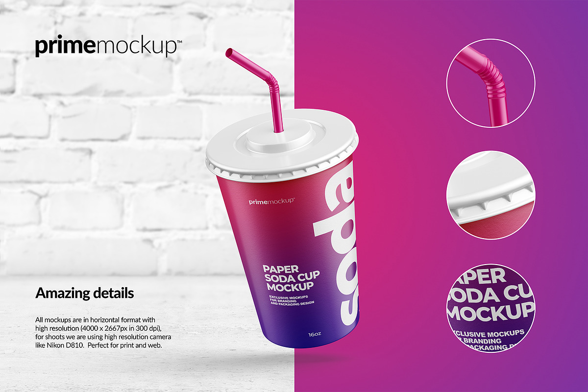 Paper Soda Cup Mockup Bundle, a Cups & Container Mockup by PrimeMockup (Photo 4 of 11)