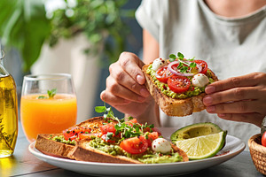 Avocado Toast With Fresh Tomatoes, a Food & Drink Photo by Davizro's Market