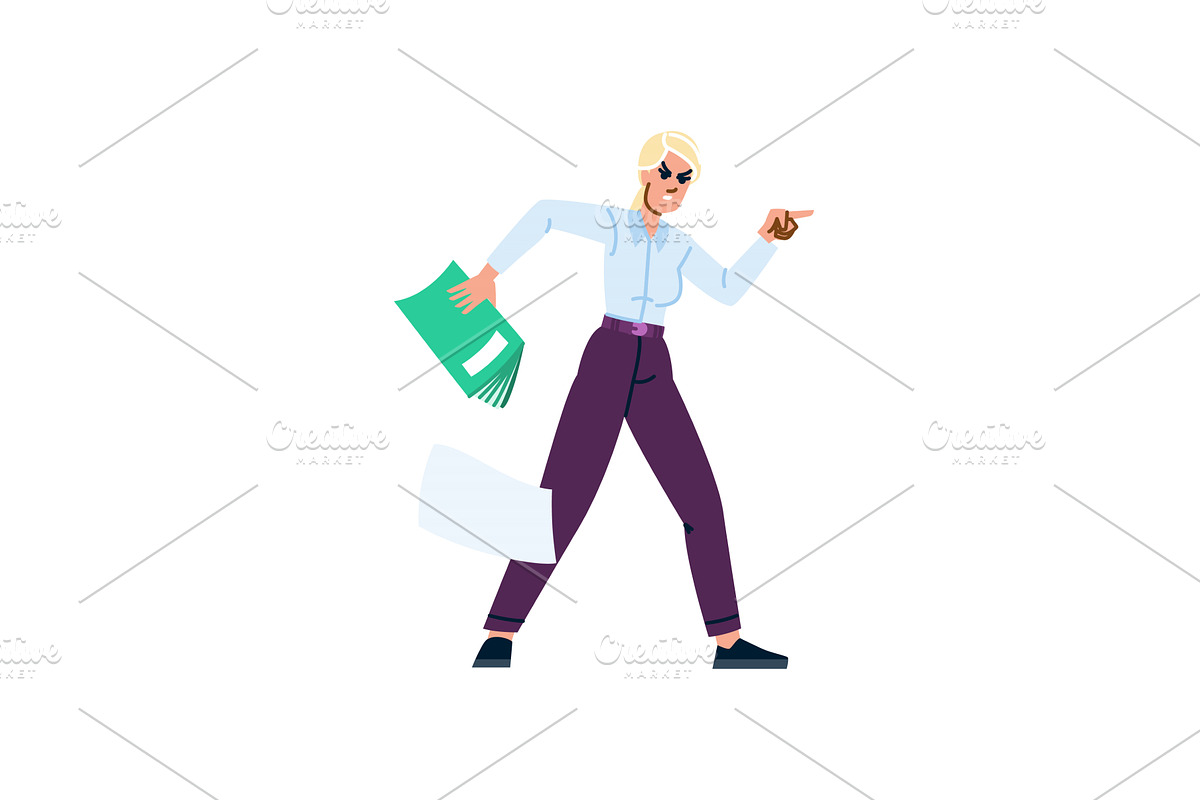 Angry businesswoman dropping, a Person Illustration by pikepicture