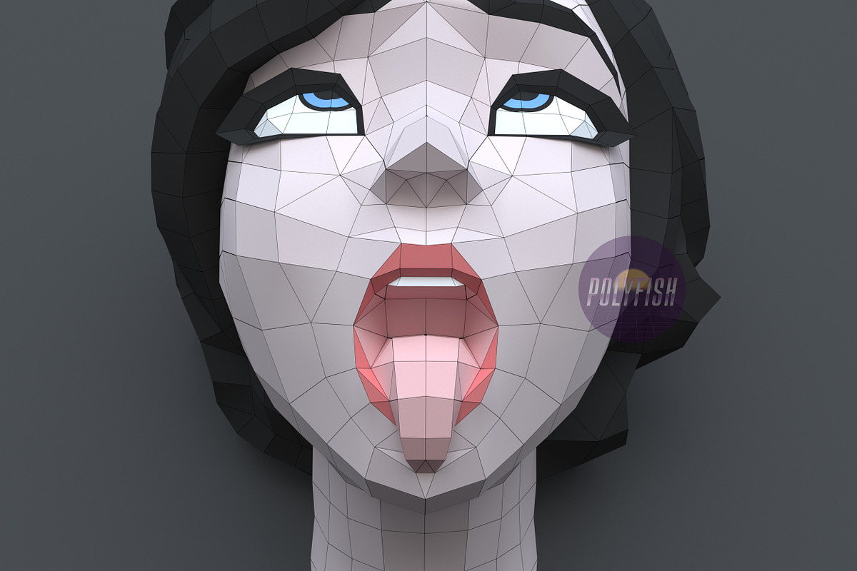Ahegao Face 3D model template, a Graphic by PolyFish (Photo 1 of 5)