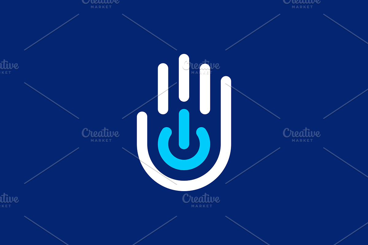 hand power button care push logo, a Branding & Logo Template by VASTARD STUDIO
