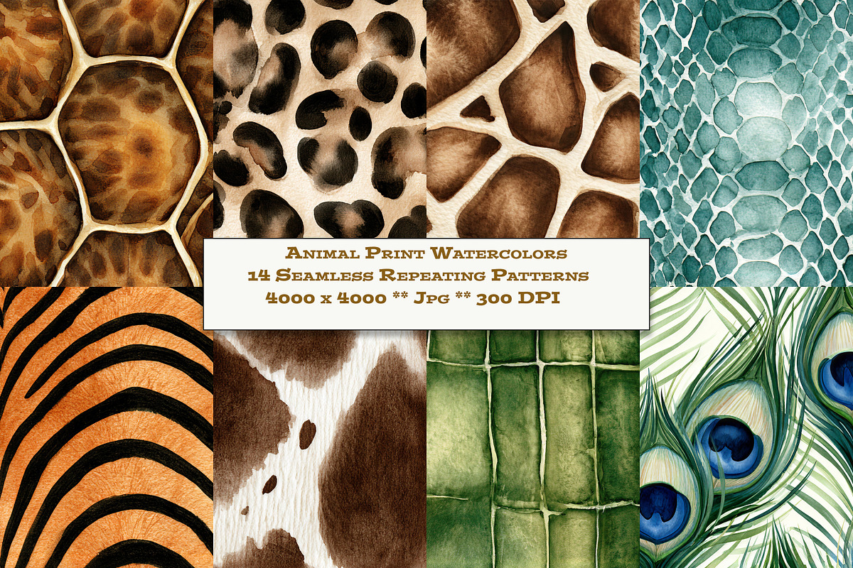 Animal Print Watercolor Designs, a Texture Graphic by karenfoleyphoto (Photo 1 of 4)