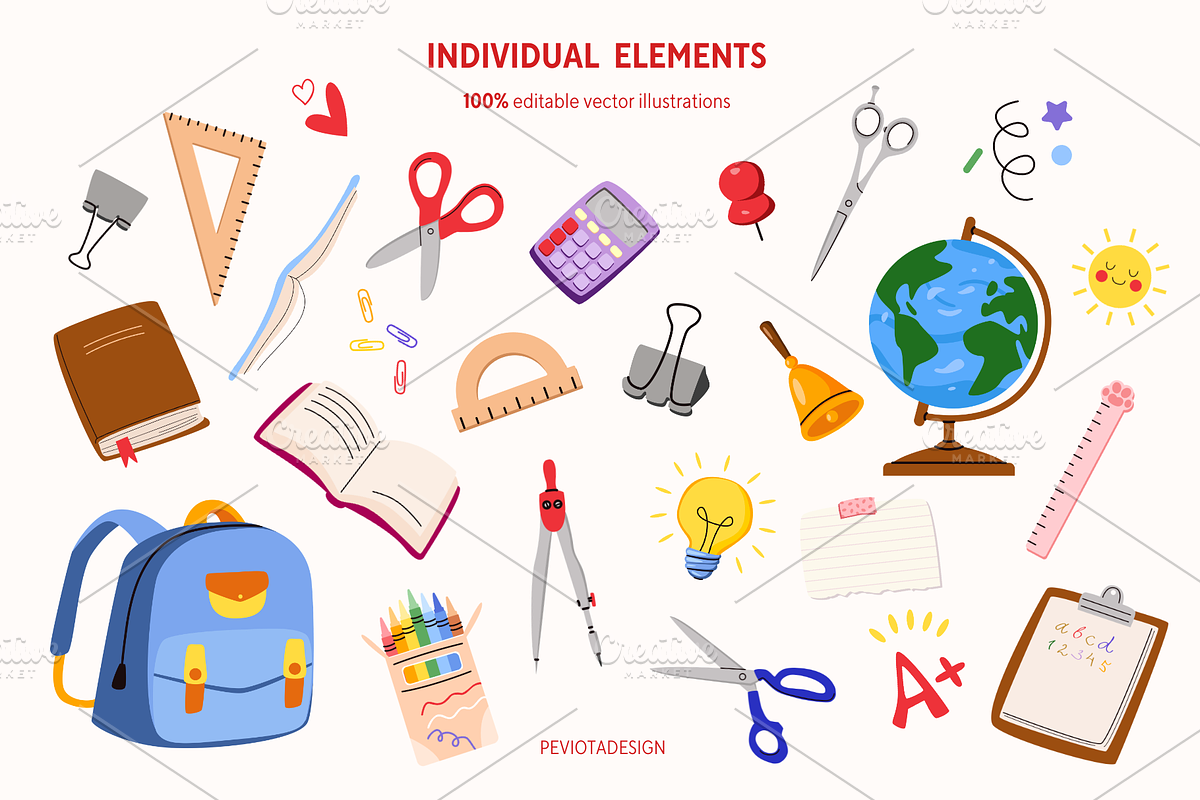 Back to school vector collection, an Education Illustration by Peviotadesign (Photo 9 of 13)