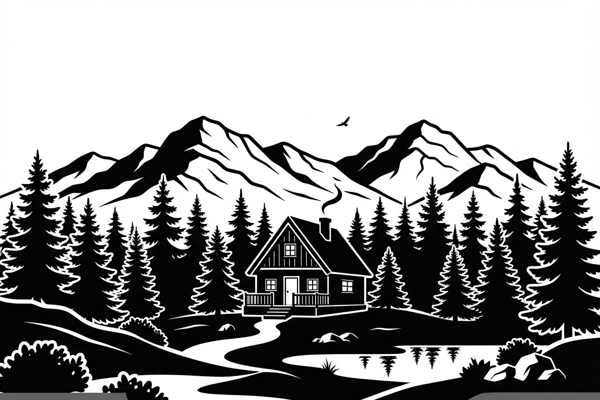 50 Forest Cabin Landscape Silhouette, an Empty State Illustration by Amazin_art (Photo 28 of 38)