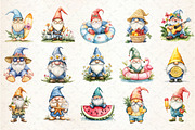 Watercolor Summer Gnome Clipart, an Illustration by Libby Wishes (Thumbnail 2 of 6)