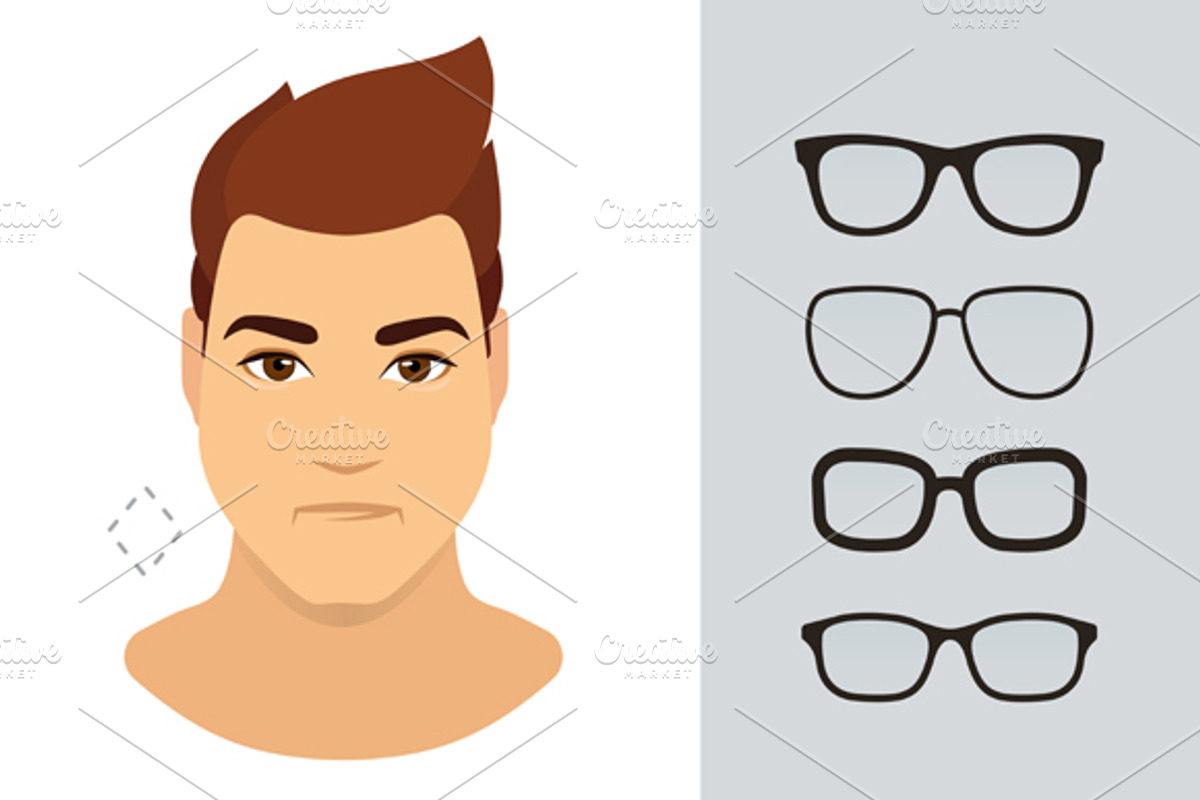 Man glasses shapes-9 face types-set, a Decorative Illustration by Cheremuha (Photo 3 of 6)