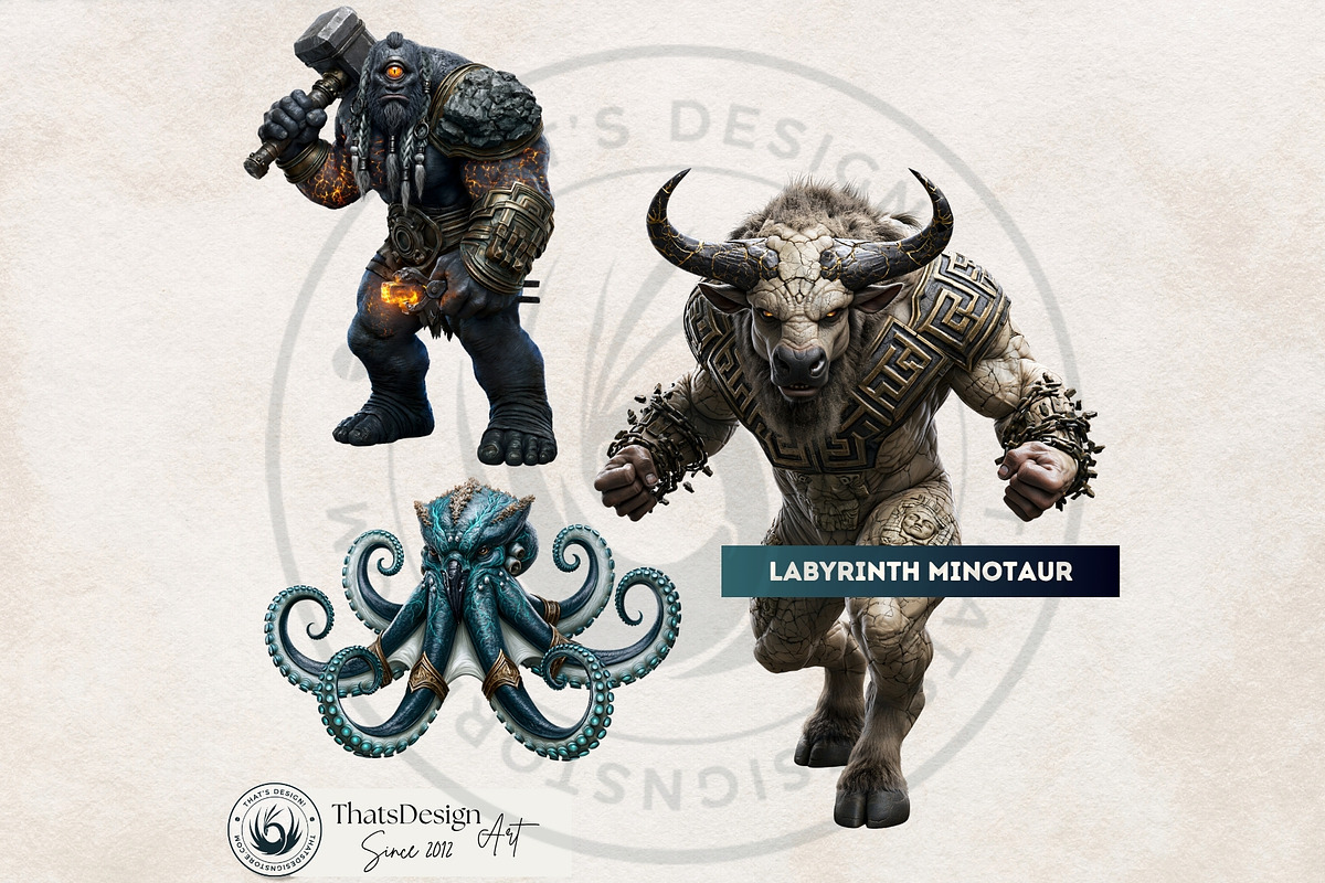 Crystal Beasts Fantasy Cliparts, a Decorative Illustration by ThatsDesignArt (Photo 6 of 14)
