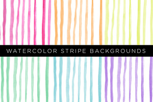 6 Watercolor Stripe Backgrounds