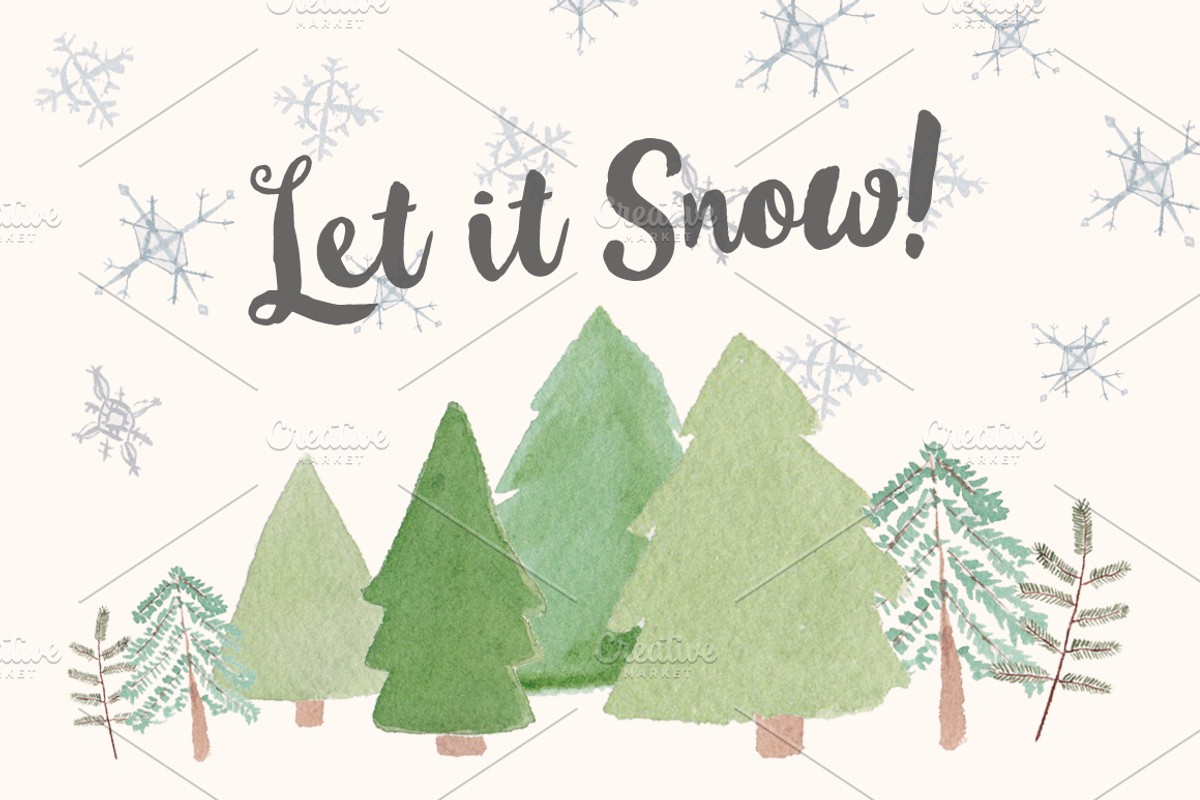 Winter Holiday Watercolor Clip Art, an Illustration by Emerald & Ivy Studios (Photo 2 of 3)