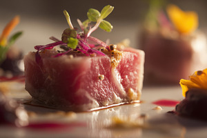 A piece of sushi is on a white plate, a Photo by Beautiful things