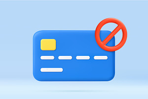 3d Credit Card Declined Icon with, a Finance Illustration by ModVector
