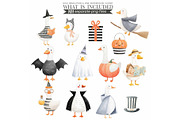 Watercolor Halloween Goose Clipart, an Illustration by CharmClipart (Thumbnail 7 of 10)