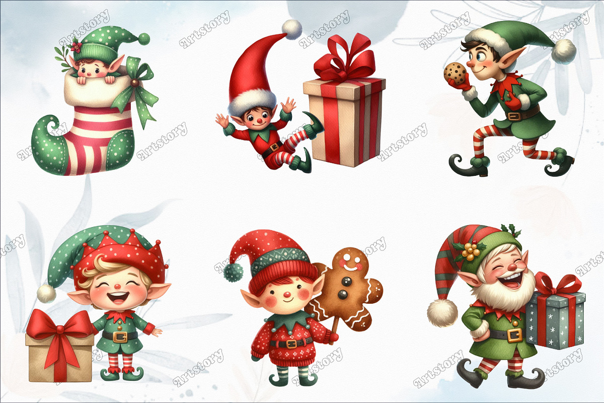Christmas Funny Elf Clipart, an Illustration by designcity5 (Photo 3 of 5)