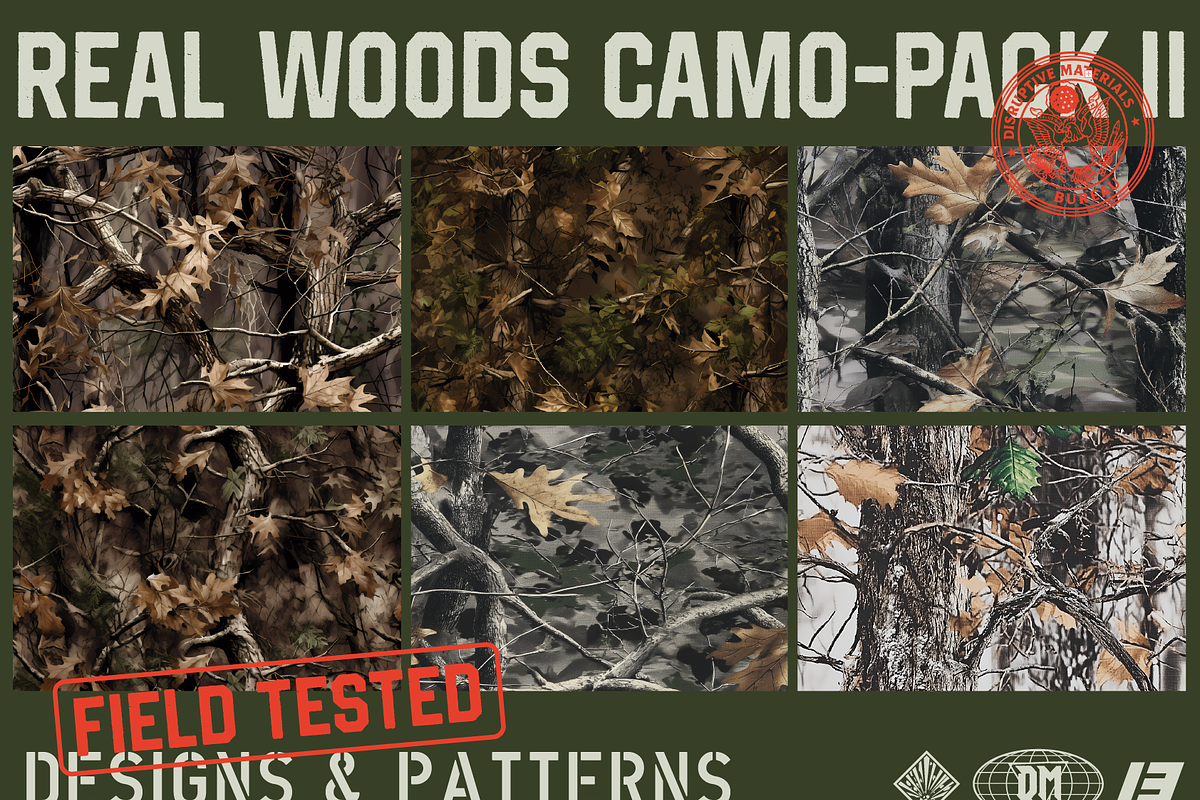 Real Woods 6x Seamless Camou Pack II, a Pattern Graphic by darkmatter_graphicworks (Photo 1 of 4)