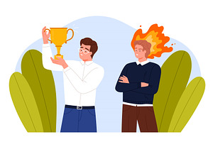Envy Of Success Concept With Trophy, a Person Illustration by Flashvector