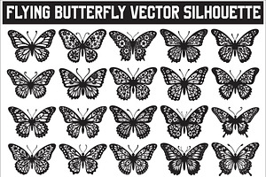 Flying Butterfly Vector Silhouette, an Illustration by Amazin_art