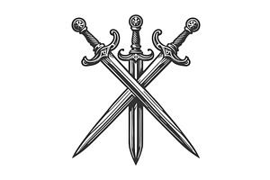 Three Crossed Medieval Swords