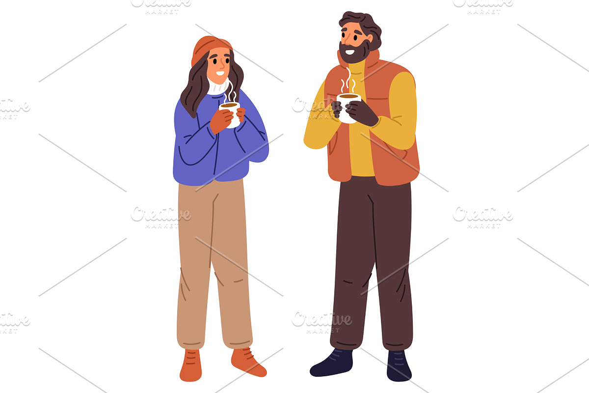 Man and woman standing with hot, a Person Illustration by Vectorbuum